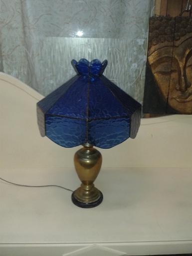 Table Lamp Code TBLAT001 material : Brass with stain glass