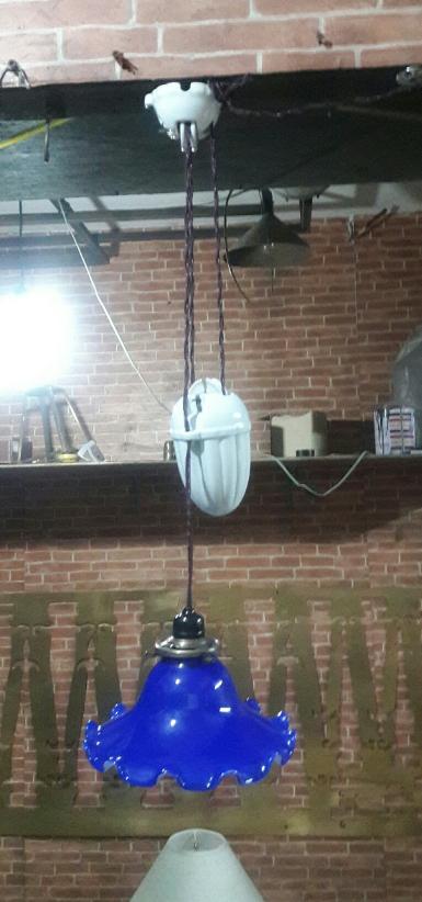 Ceramic hoist lamp Item Code HG011B long maxi 250 cm. shade wide 192 mm. high 95 mm.top hole 53 mm.