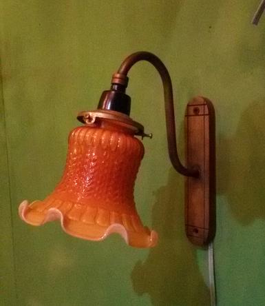 Wall lamp brass with glass Item code WL009L size bracket 35 mm. x 150 mm.