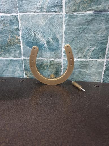 Brass hook horse shoe design Item Code UHS65C size W:107 mm L:100 mm. deep 30mm FB 15x8mm.