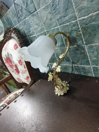 ฺBrass Wall Lamp Item Code WLFM65 size base 84 mm. pipe 9 mm. shade 14.5 cm H 13.5 cm.