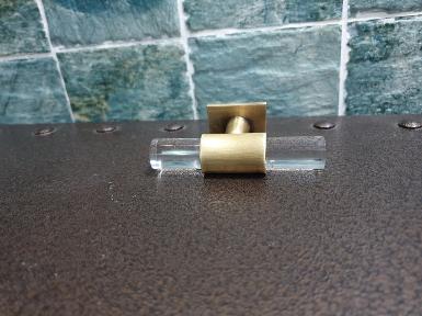 Brass handle with acrylic Item Code AMR80 size long 80 mm. base 25 x 32 mm.high 25 mm.under