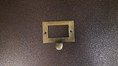 Brass Label Holder Item Code J019MT size long 73 mm.wide 49 mm.hand pull 20 mm.